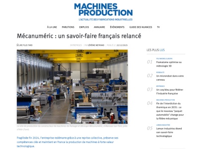 [MECANUMERIC DANS LA PRESSE] - Machines Production (Décembre 2025)